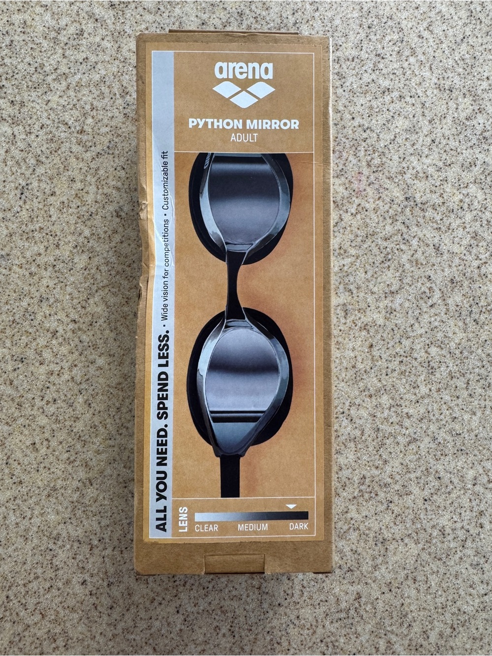 Arena Python Mirror Adult Swim Goggles Silver Black New In Box